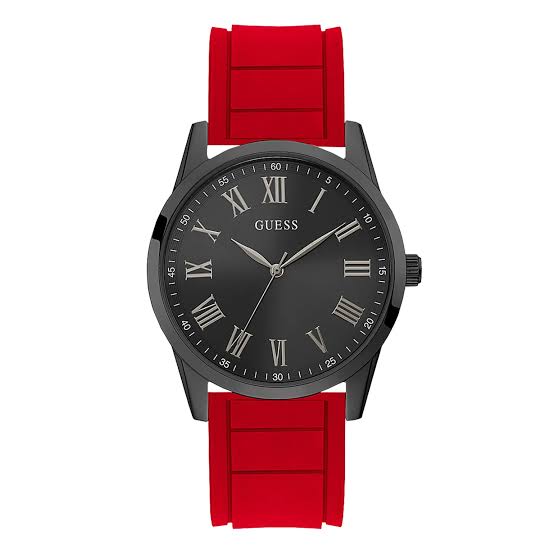 Guess Men's Black Case Red Silicone Watch Gw0362g4