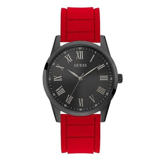 Guess Men's Black Case Red Silicone Watch Gw0362g4