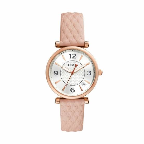 Fossil Women's Carlie Three-Hand Date Blush Leather Watch - ES5269