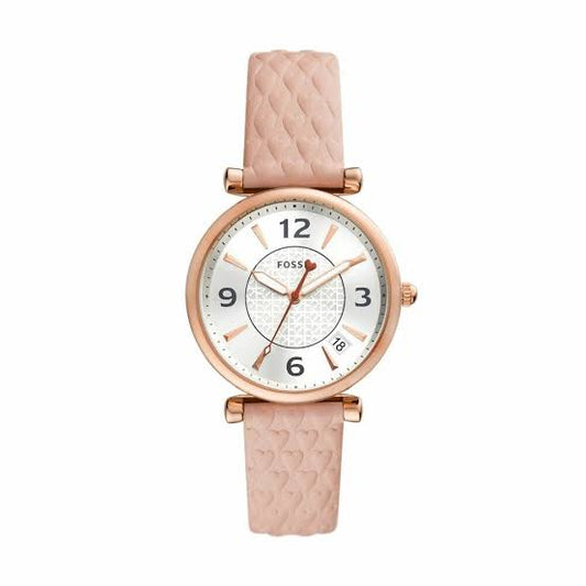 Fossil Women's Carlie Three-Hand Date Blush Leather Watch - ES5269