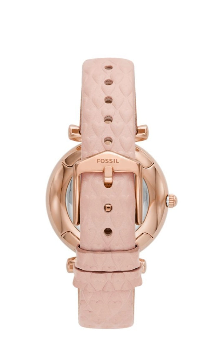 Fossil Women's Carlie Three-Hand Date Blush Leather Watch - ES5269