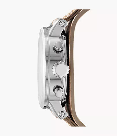 Fossil Women's Original Boyfriend Silver/Steel Round Leather Watch - ES3625