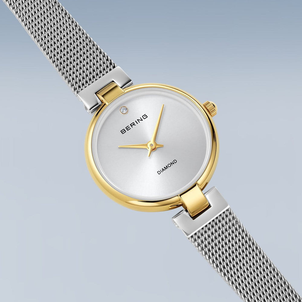 Bering Anniversary White Dial Rose Gold Mesh 24mm Women's Watch