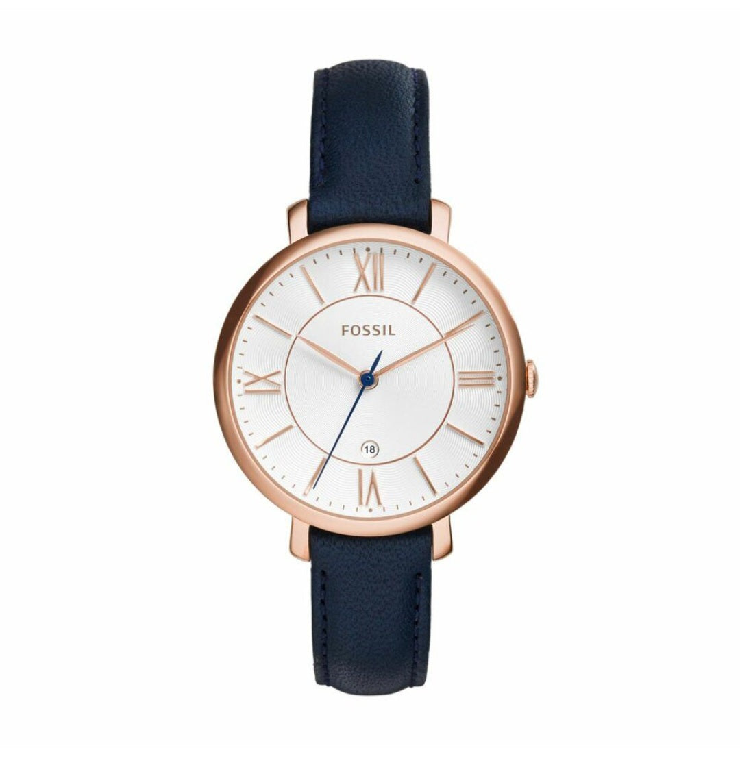 Fossil Women's Jacqueline Rose Gold Round Leather Watch - ES3843