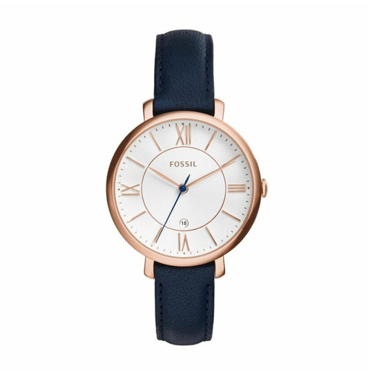 Fossil Women's Jacqueline Rose Gold Round Leather Watch - ES3843