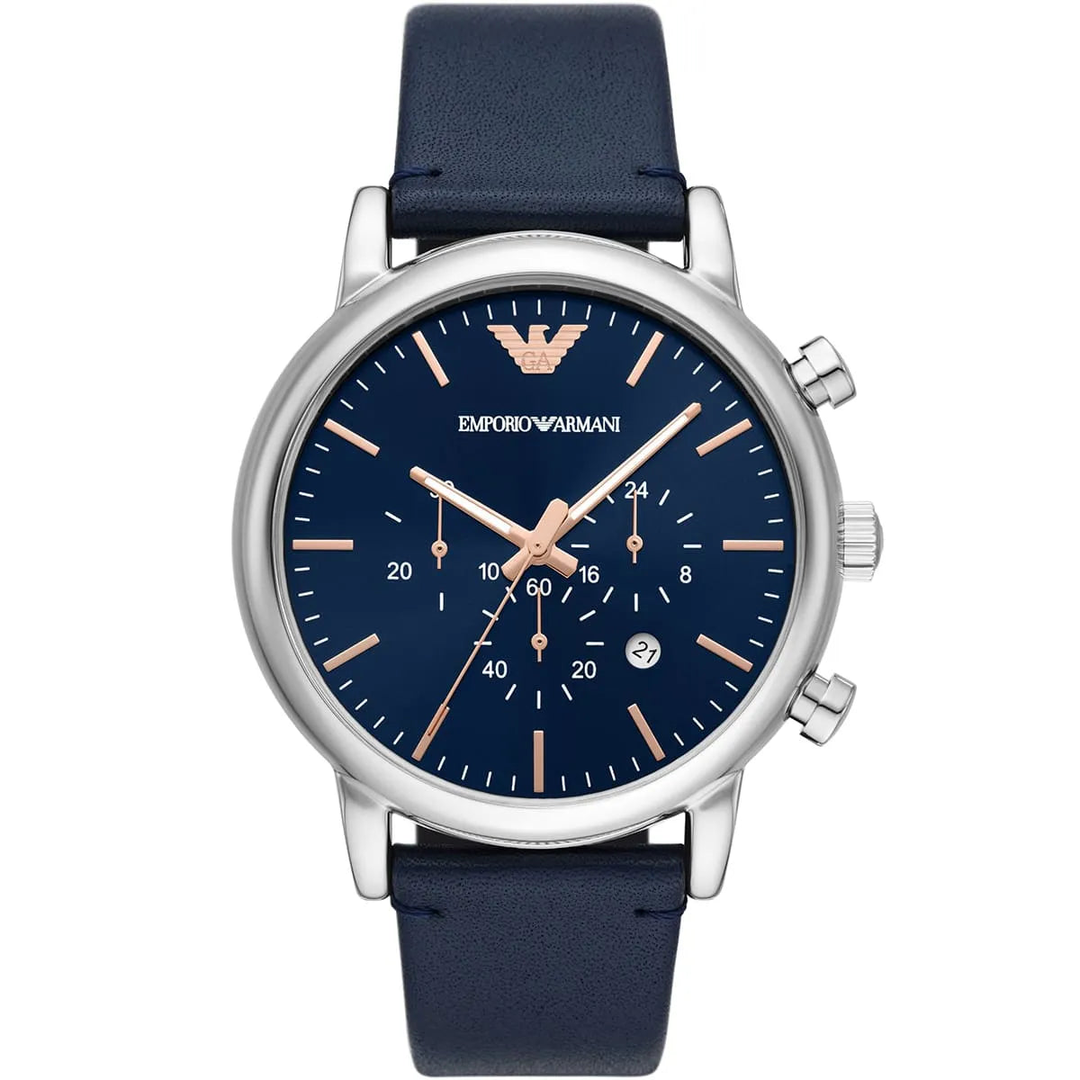 Emporio Armani Chronograph Blue Leather Watch - AR11451