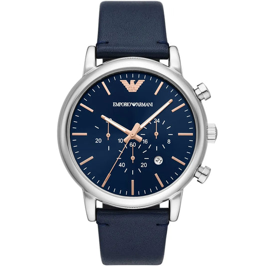 Emporio Armani Chronograph Blue Leather Watch - AR11451